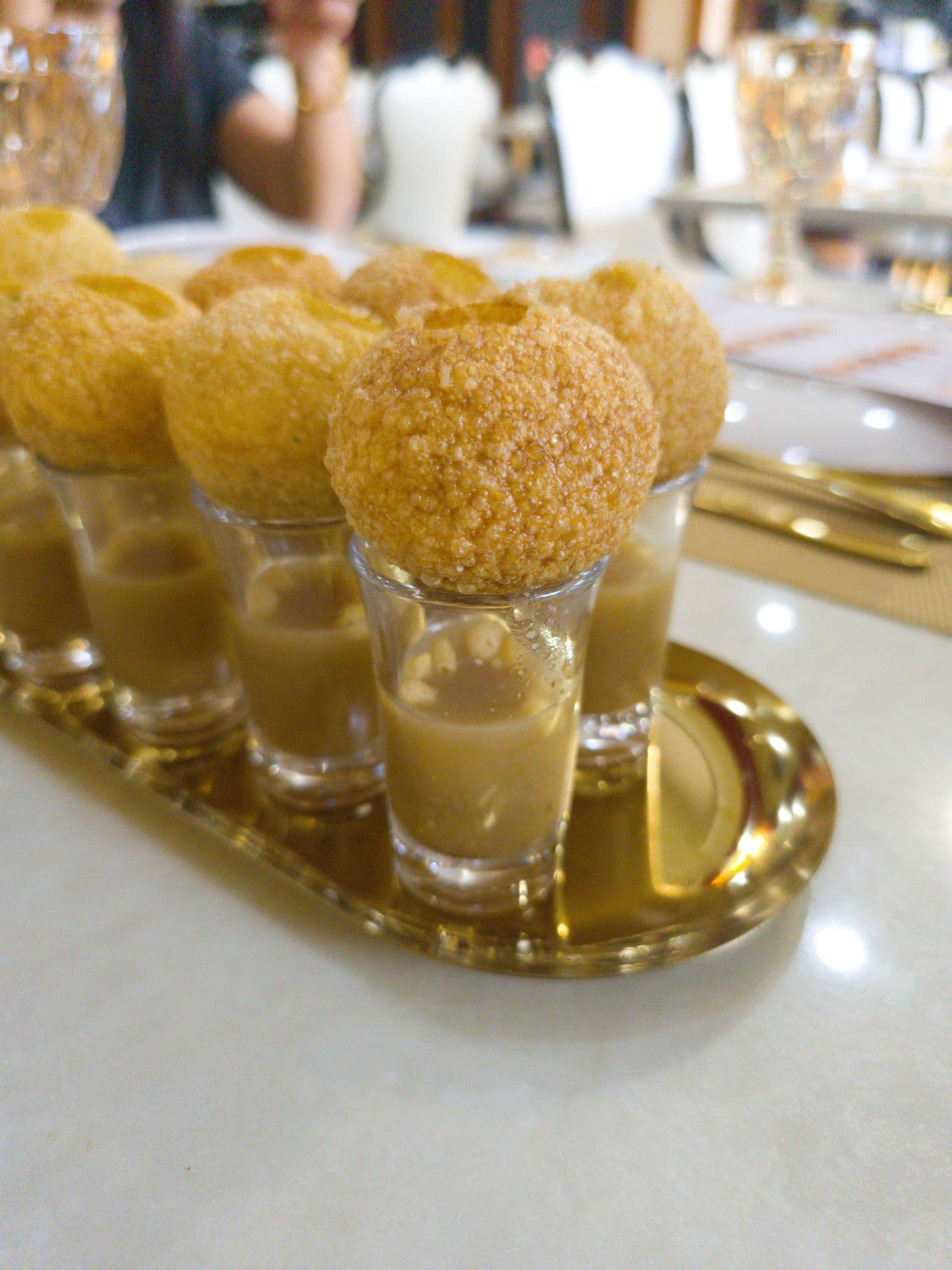 Pani Puri served in shot glasses at Little Asia Bar and Restaurant